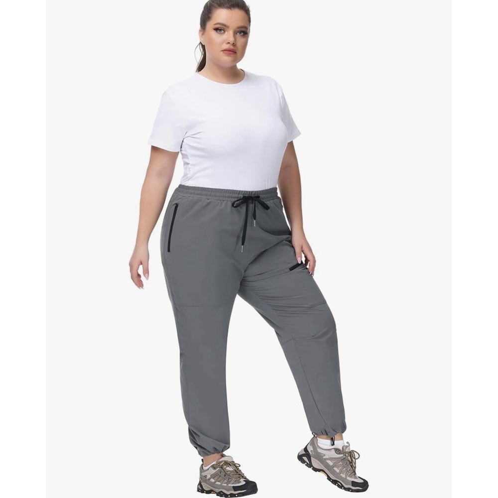 NEW Womens Hanna Nikole Plus Size 20 Joggers Sweatpants Pants Nylon NWT Gray